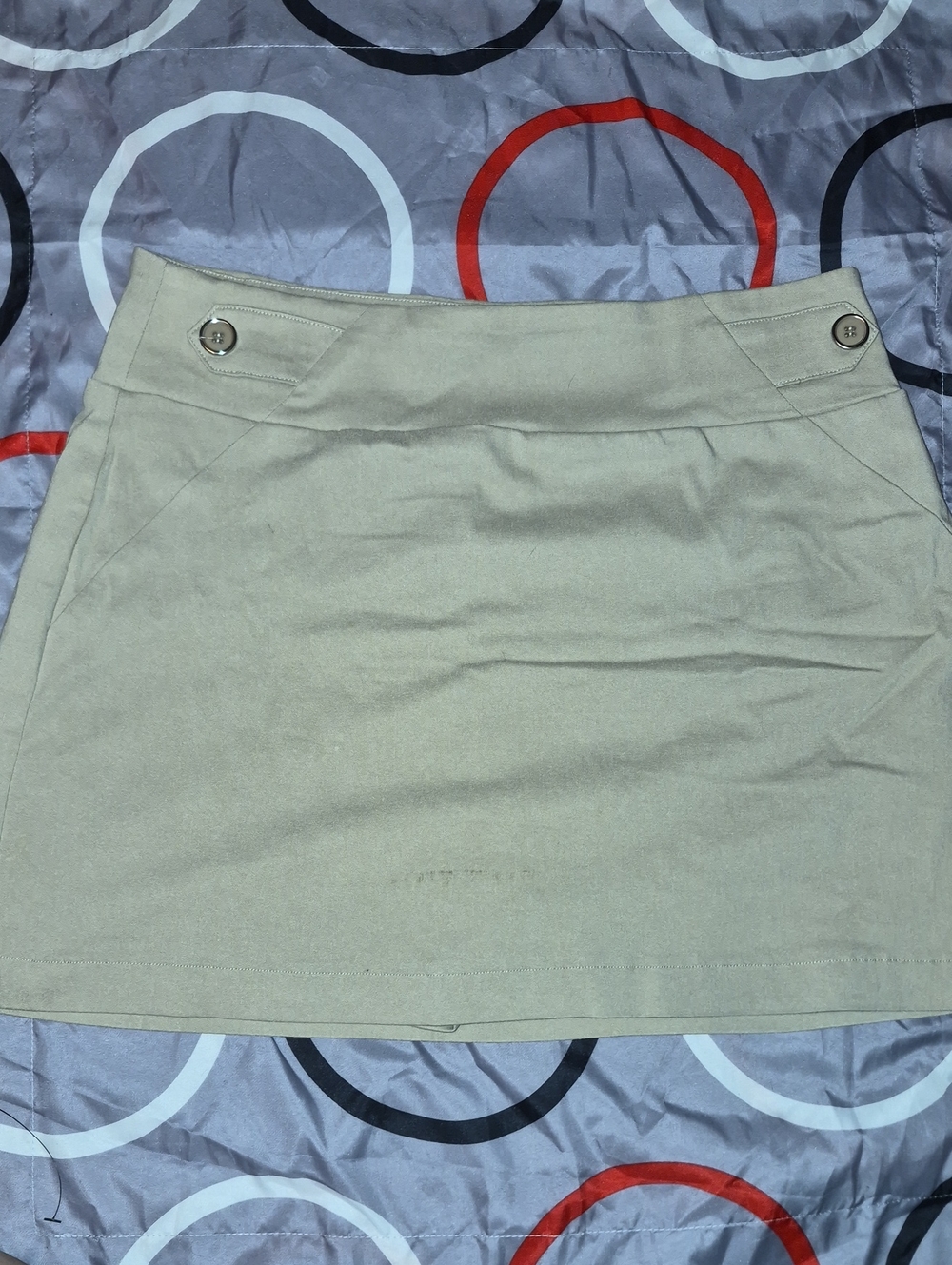 Soho Beige Mini Skirt with Button Accents
